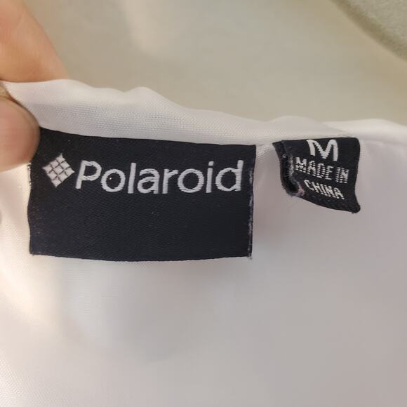 Polaroid Supercolor Crop Top Windbreaker Size M White Cinch Pocket Lightweight - Picture 4 of 14